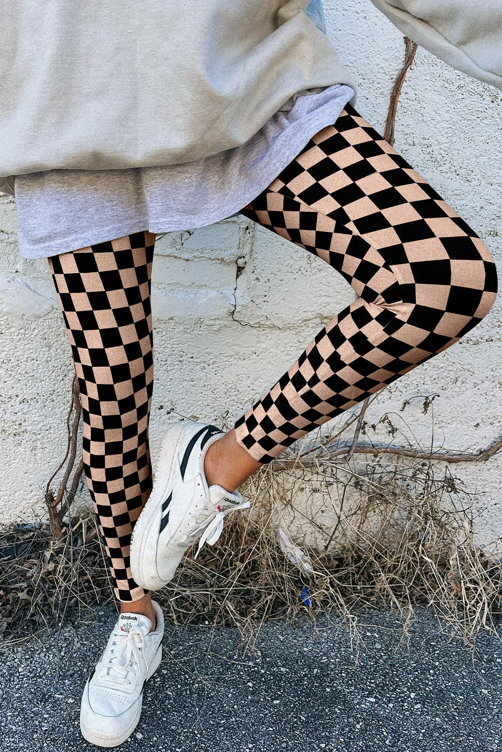 🖤 Black Checkered Pattern High Waist Skinny Leggings – Sleek, Stylish, Confidence Boost | Gothic Outlaws 🔥