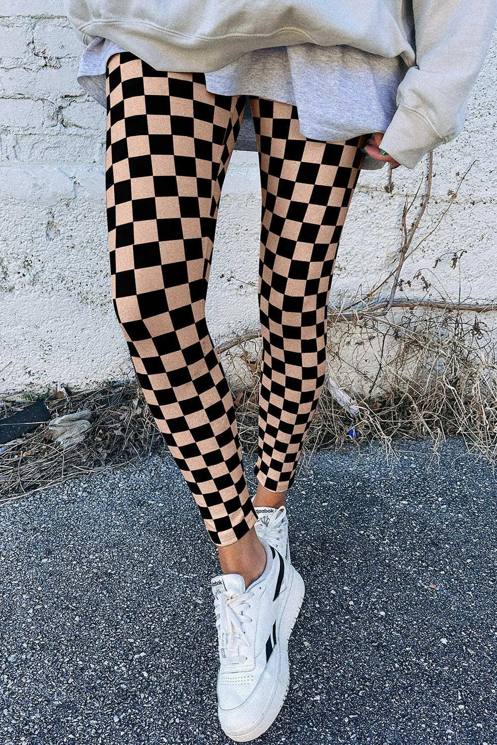 🖤 Black Checkered Pattern High Waist Skinny Leggings – Sleek, Stylish, Confidence Boost | Gothic Outlaws 🔥