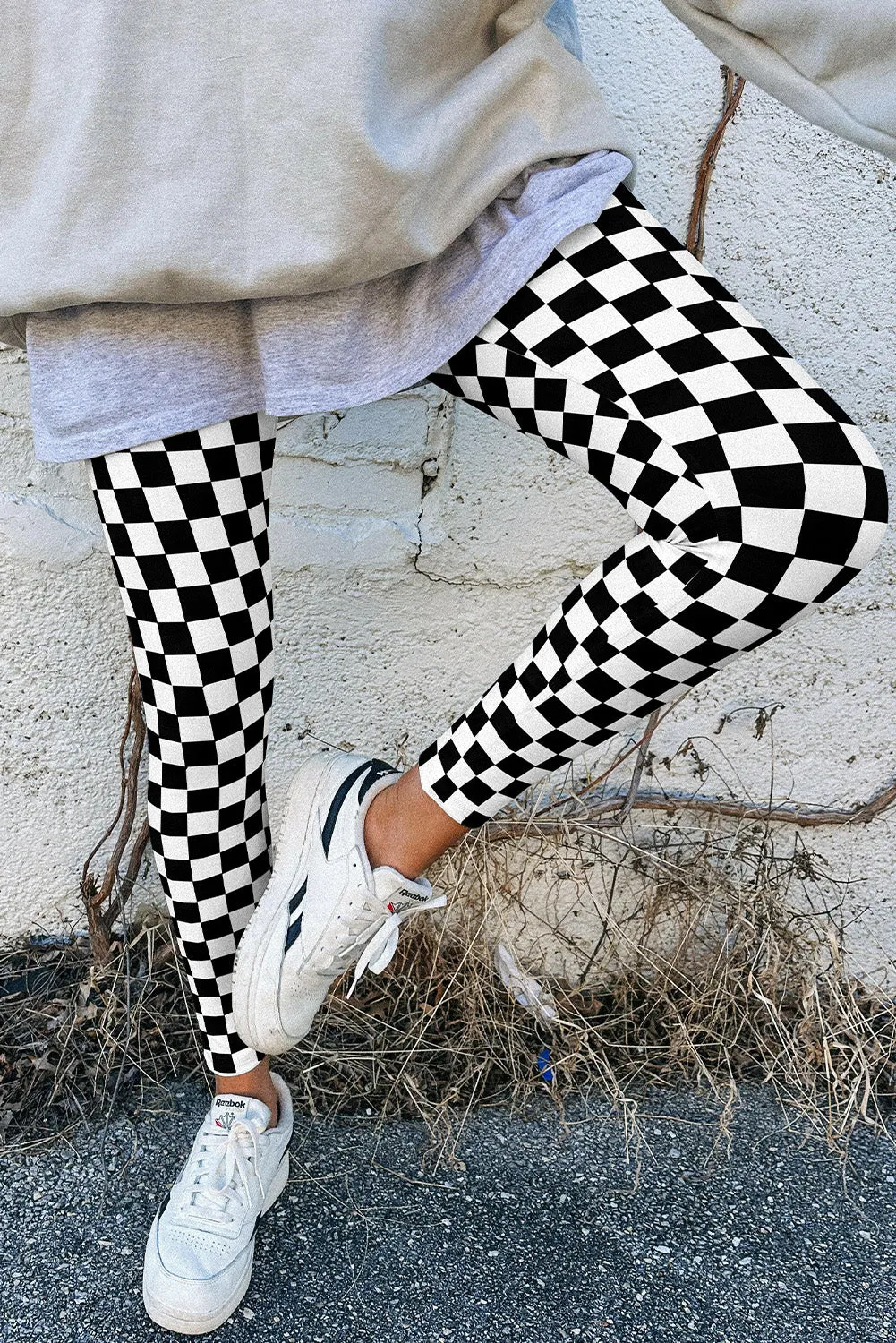 🖤 Black Checkered Pattern High Waist Skinny Leggings – Sleek, Stylish, Confidence Boost | Gothic Outlaws 🔥