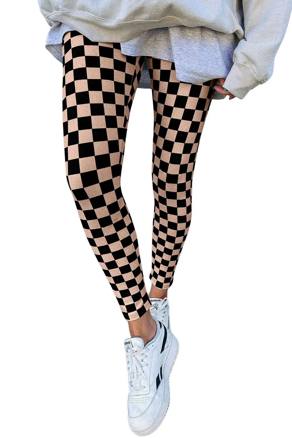 🖤 Black Checkered Pattern High Waist Skinny Leggings – Sleek, Stylish, Confidence Boost | Gothic Outlaws 🔥