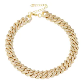 15mm Iced Diamond-Cut Miami Cuban Link Choker Chain