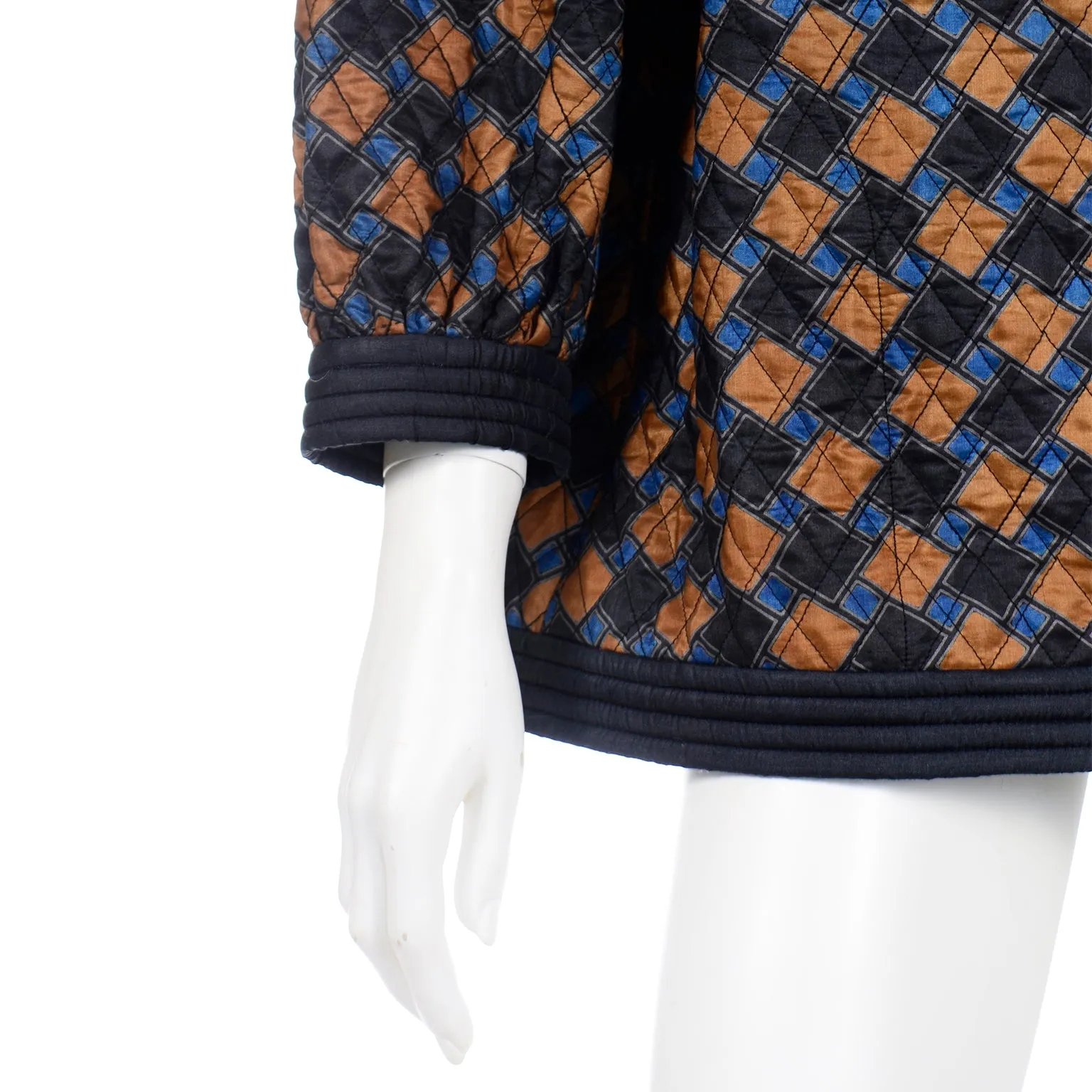 1976 Yves Saint Laurent Vintage Blue Check Jacket YSL Russian Peasant