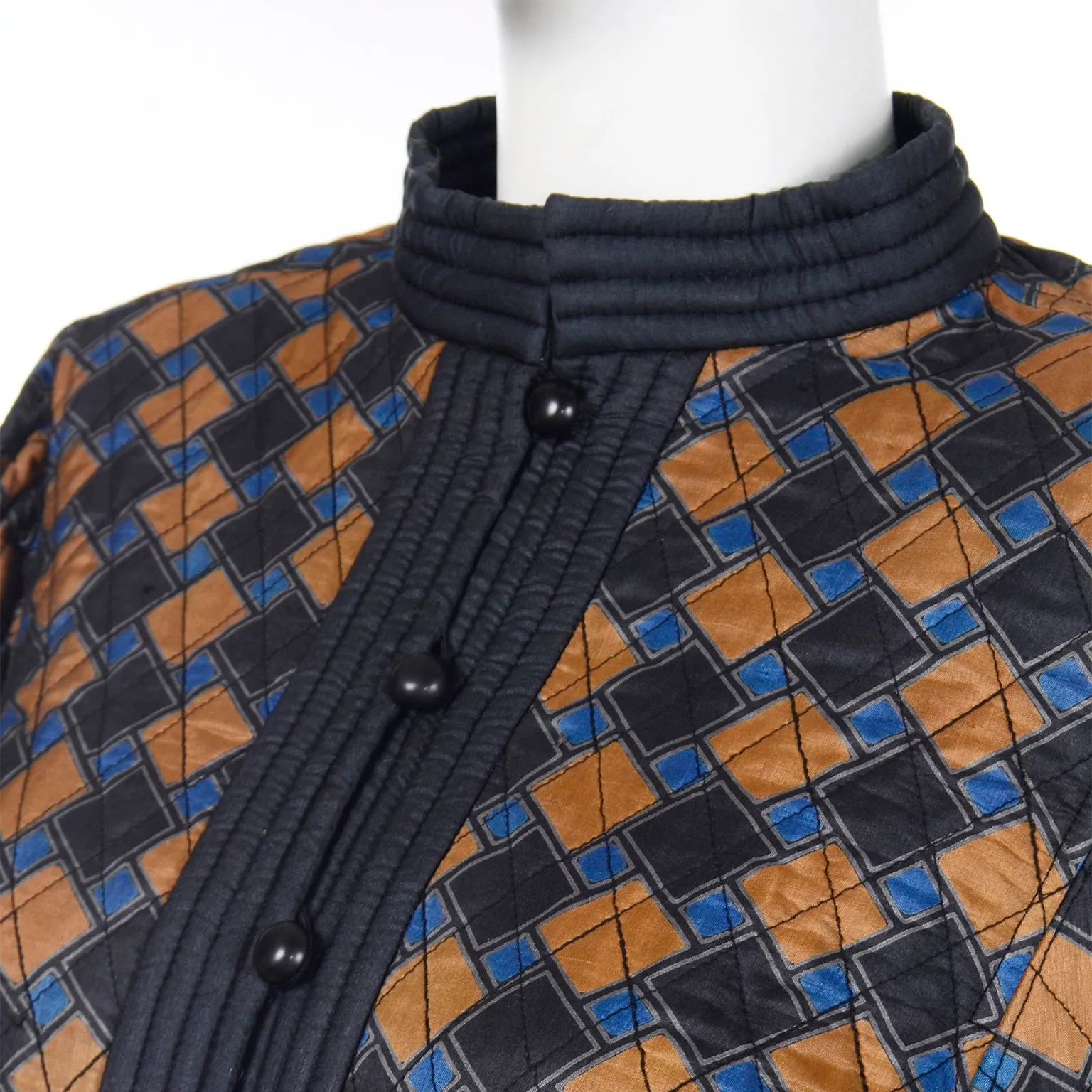 1976 Yves Saint Laurent Vintage Blue Check Jacket YSL Russian Peasant