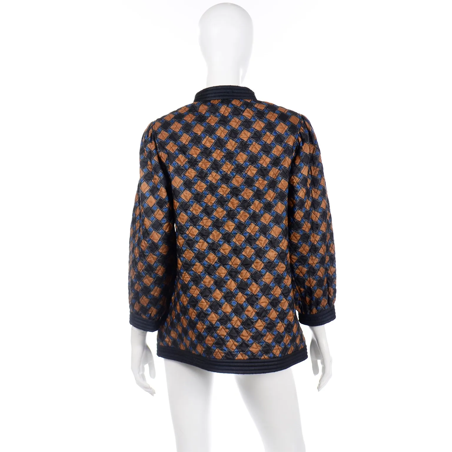 1976 Yves Saint Laurent Vintage Blue Check Jacket YSL Russian Peasant