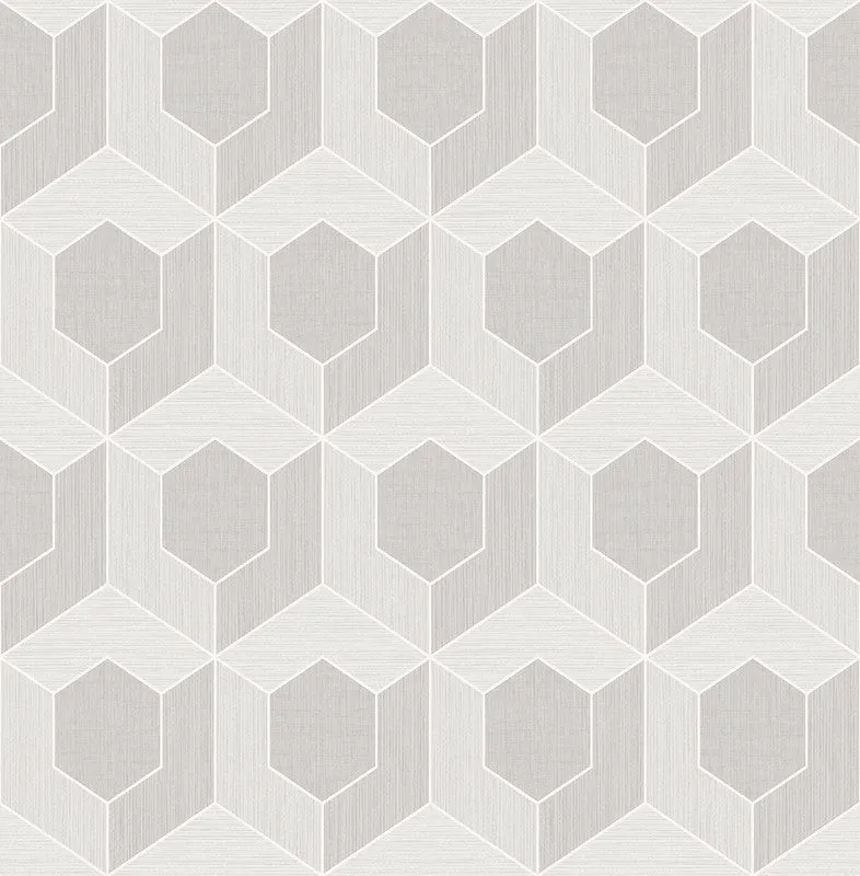 3D Hexagon Wallpaper in Soft Grey