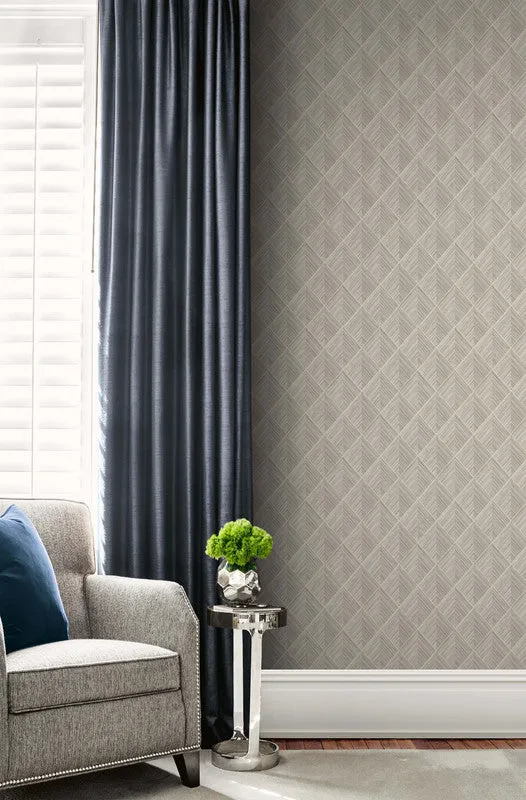 3D Pyramid Faux Grasscloth Wallpaper in Beige