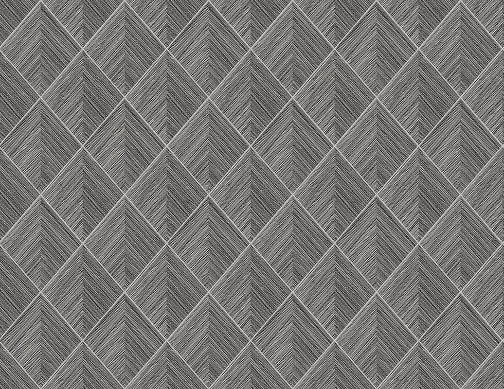 3D Pyramid Faux Grasscloth Wallpaper in Dark Grey