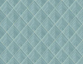 3D Pyramid Faux Grasscloth Wallpaper in Turquoise