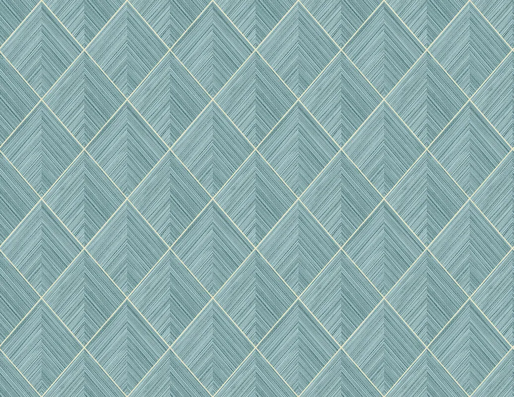 3D Pyramid Faux Grasscloth Wallpaper in Turquoise