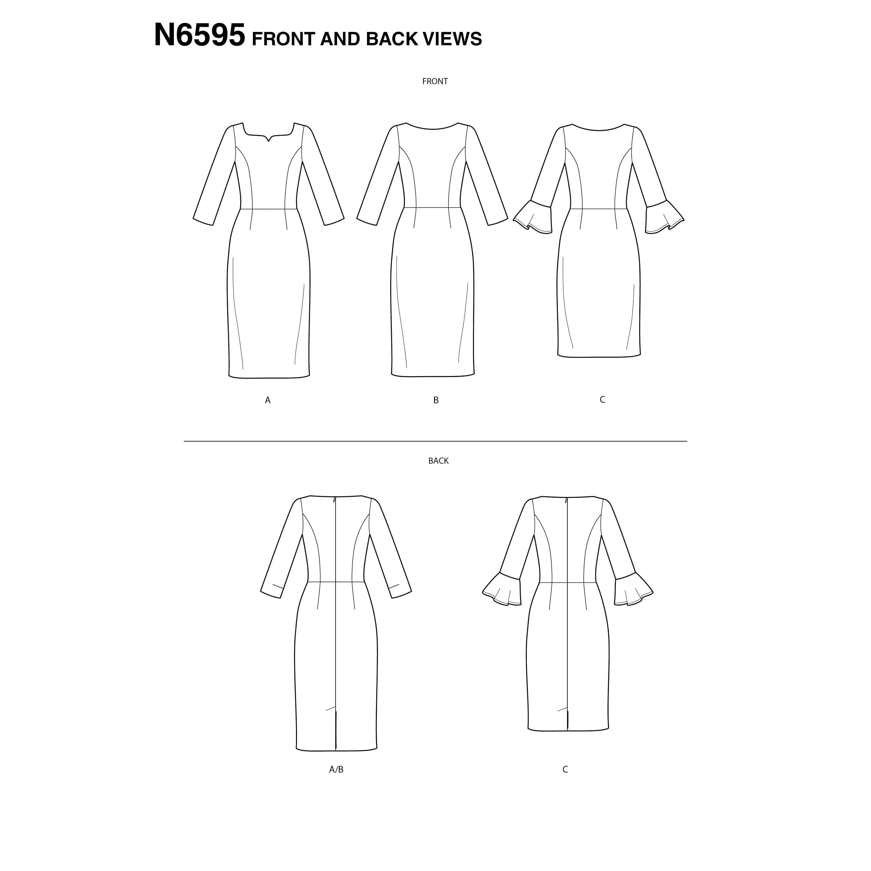 6595 New Look Sewing Pattern N6595 Misses' Sheath Dress