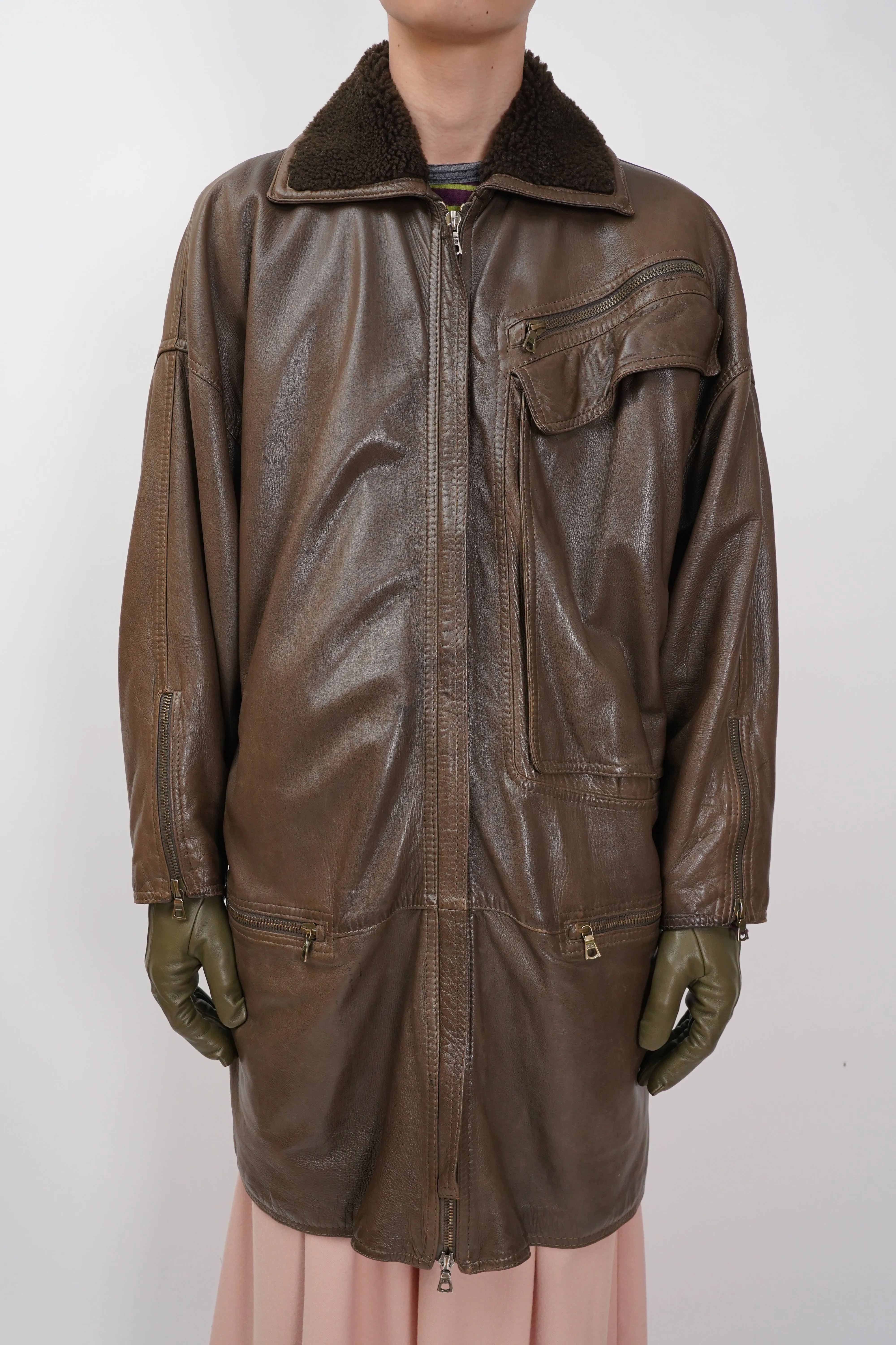 80's "Gianni Varsace" -Designed Leather Coat-