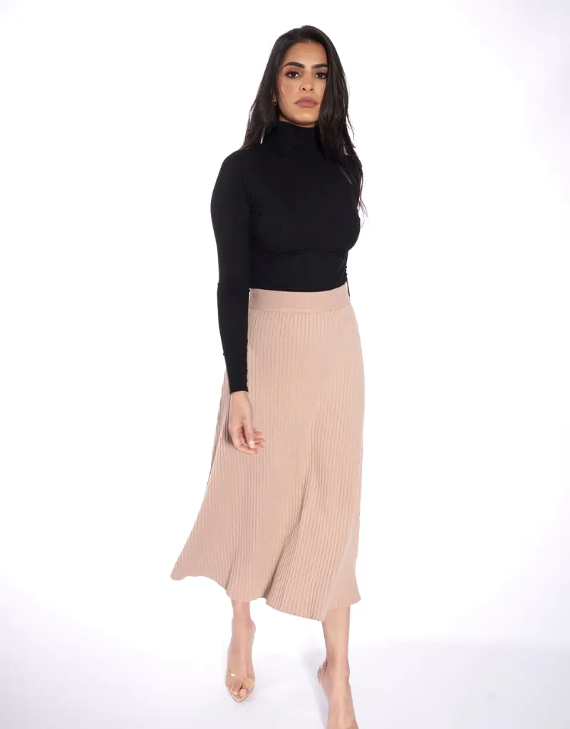 A Line Knit Midi Skirt