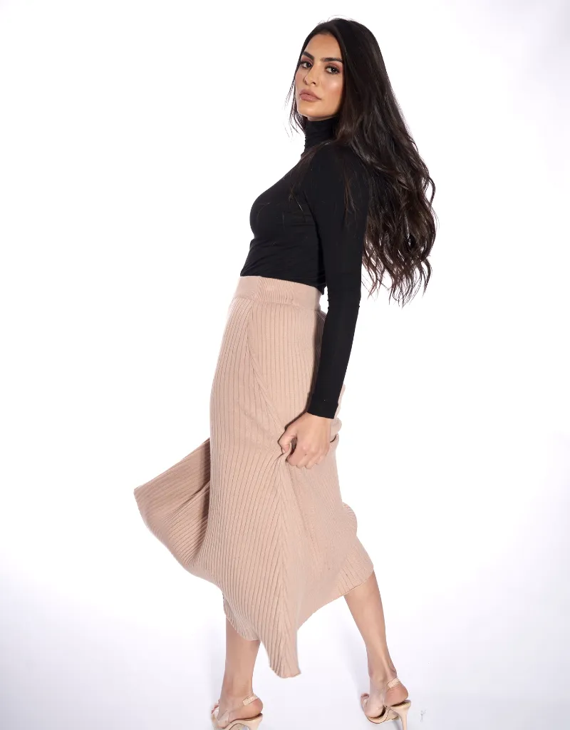 A Line Knit Midi Skirt