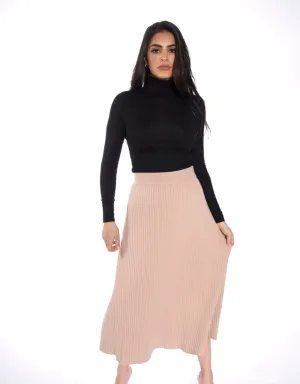 A Line Knit Midi Skirt