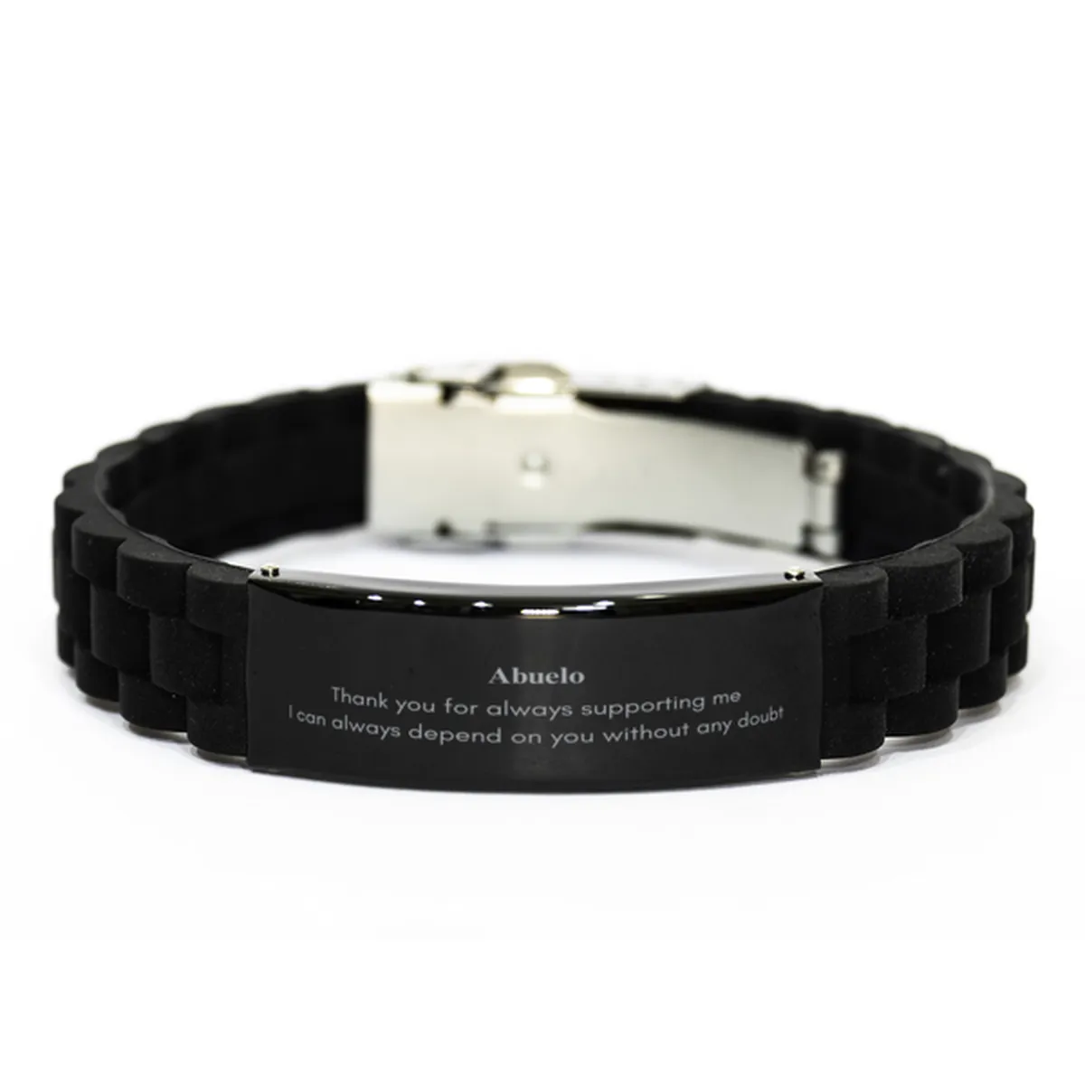 Abuelo Bracelet Black Glidelock Clasp - Thank You for Always Supporting me, Dependable, Appreciation Gift for Christmas, Birthdays, and Graduation