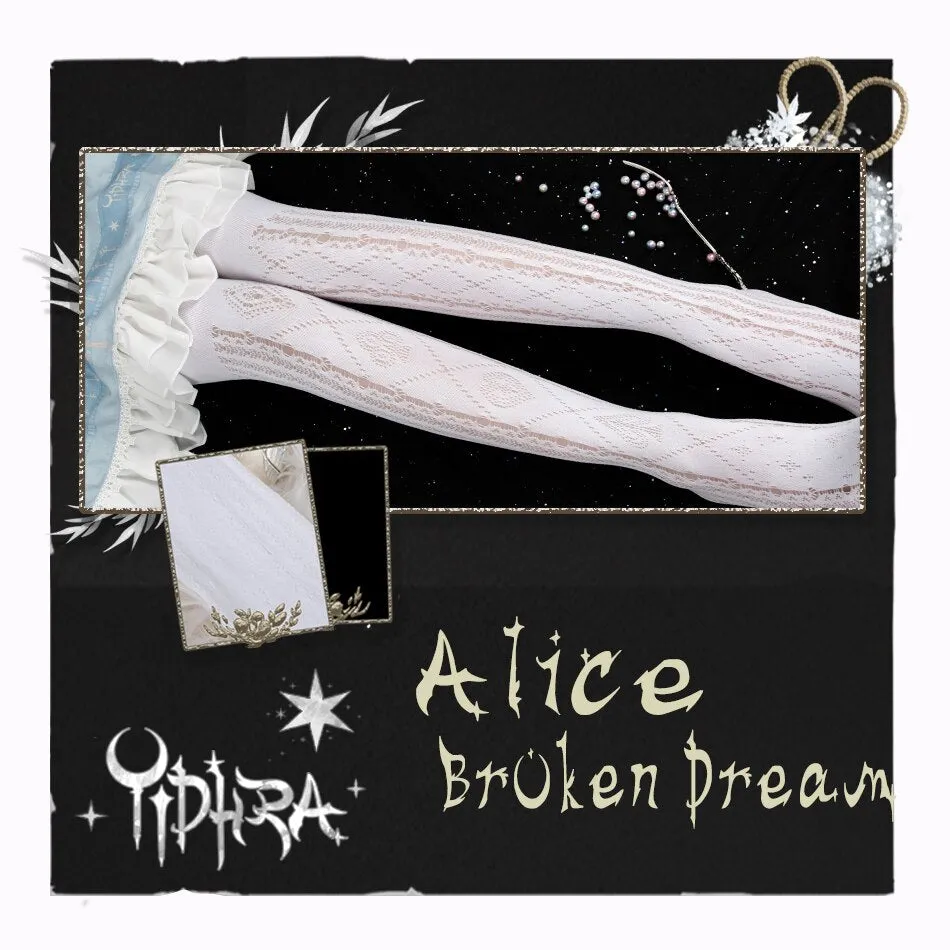 Alice's Broken Dream ~ Sweet White Lolita Tights Women's Summer Pantyhose