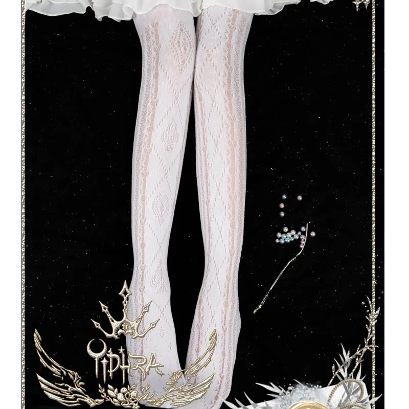 Alice's Broken Dream ~ Sweet White Lolita Tights Women's Summer Pantyhose