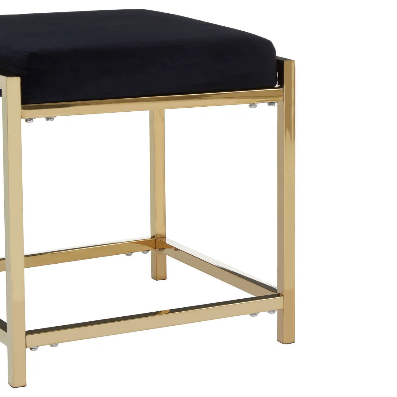 Allure Black Velvet / Gold Finish Stool