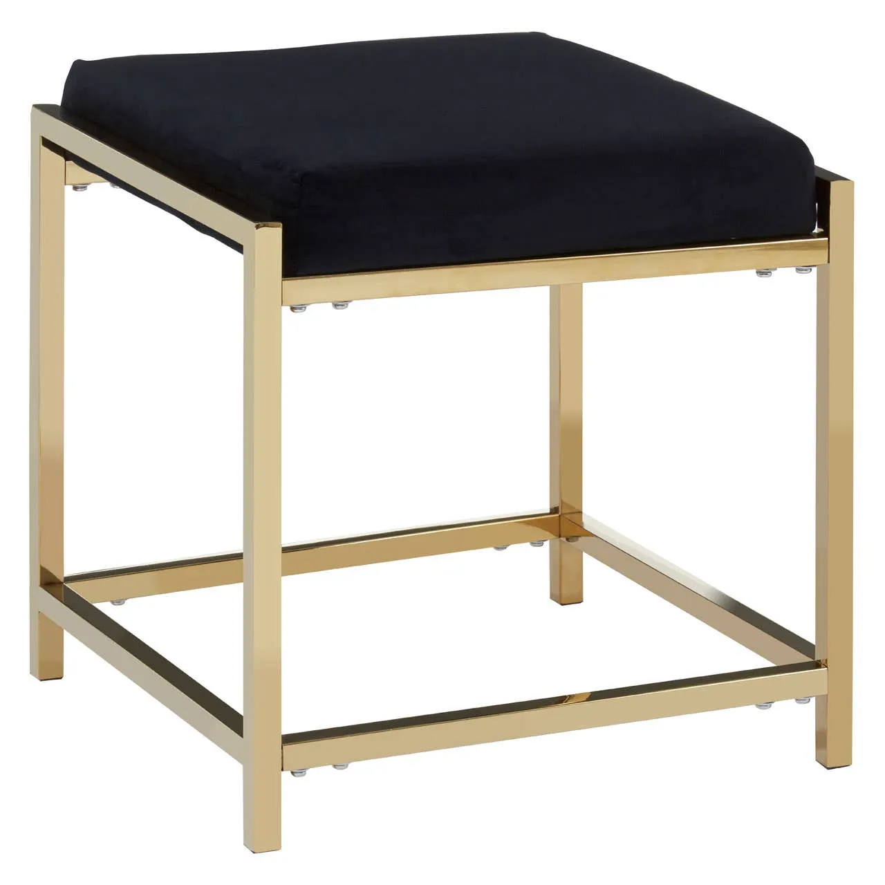 Allure Black Velvet / Gold Finish Stool