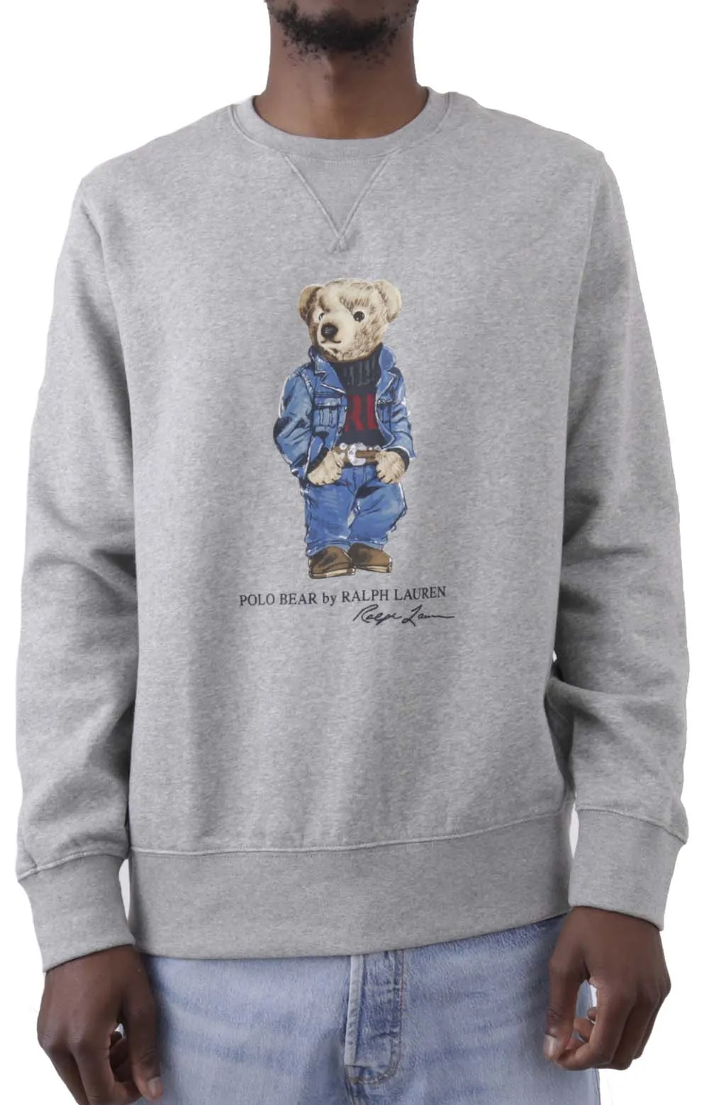 Andover Heather Denim Polo Bear Fleece Sweatshirt