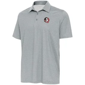 Antigua Men's Seminole Logo Mini Square Geo Pattern Polo - Grey/White