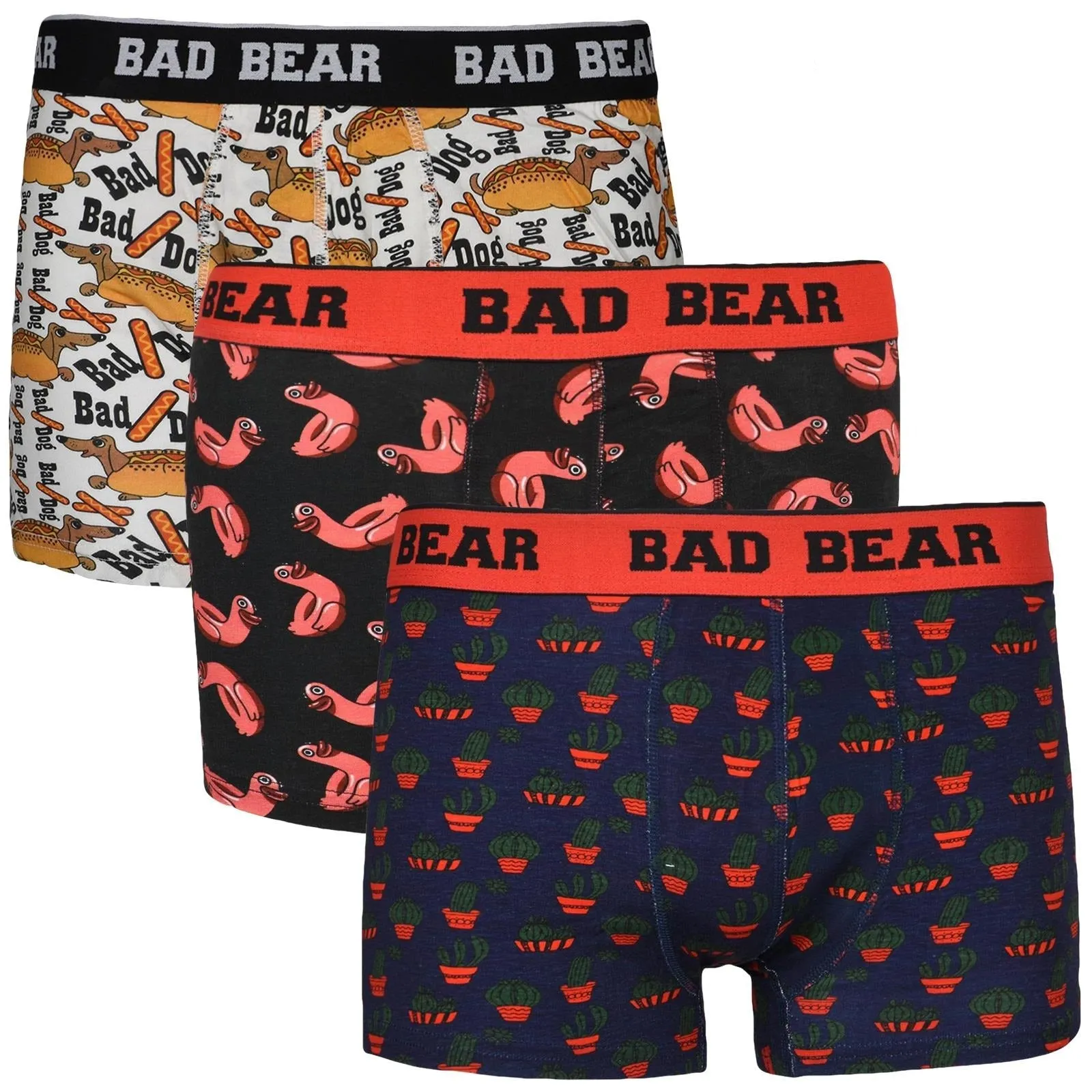 Bad Bear Kids Novelty 3 Pack Cotton Boxer Trunks