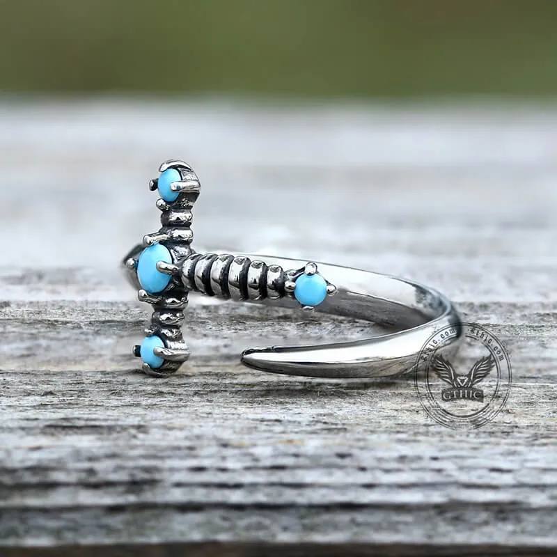 Bent Sword Stainless Steel Gothic Ring