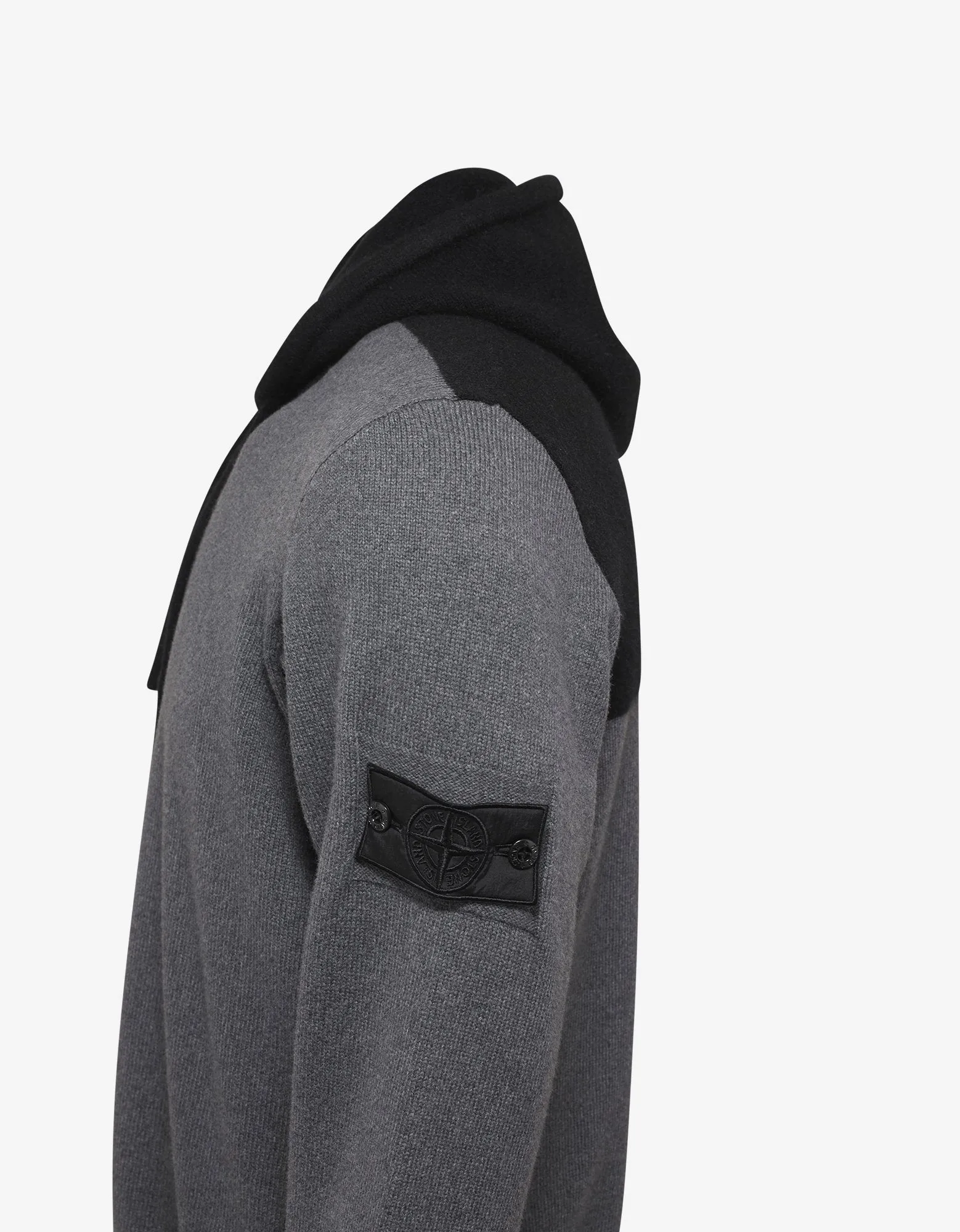 Bi-Colour Wool-Blend Knitted Hoodie -