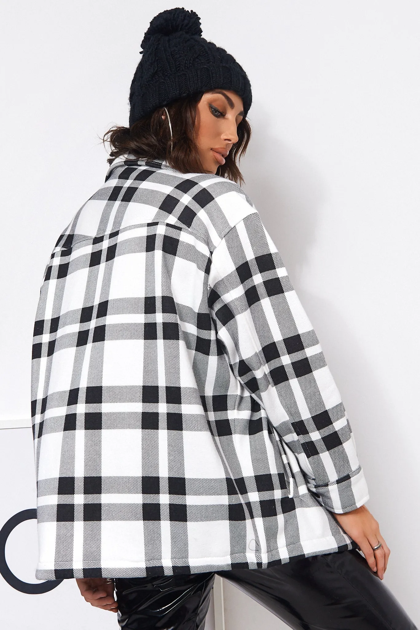 Black Checked Shirt Style Shacket