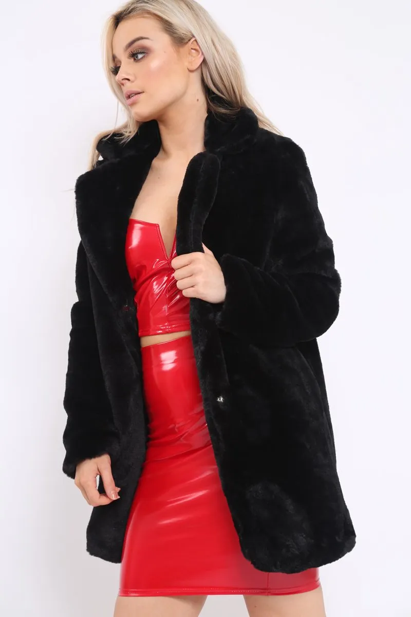 Black Faux Fur Coat - Kinleigh