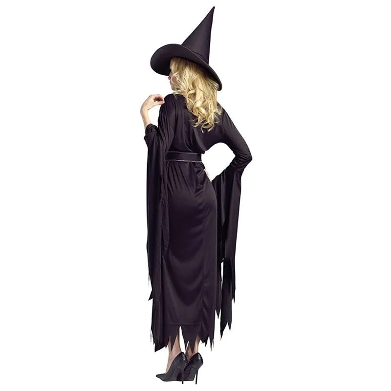 Black Gothic Cosplay Wizard Halloween Witch Dress