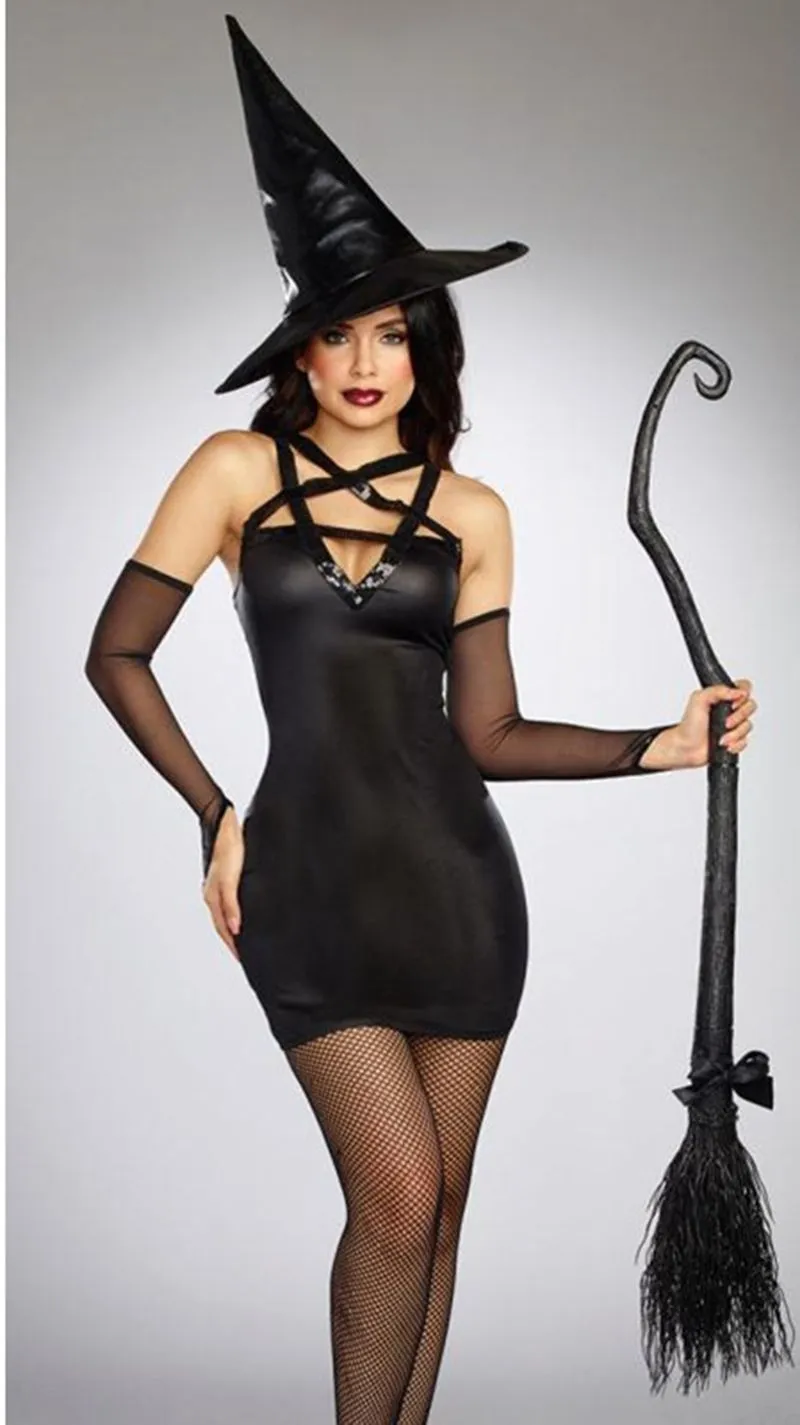 Black Gothic Cosplay Wizard Halloween Witch Dress