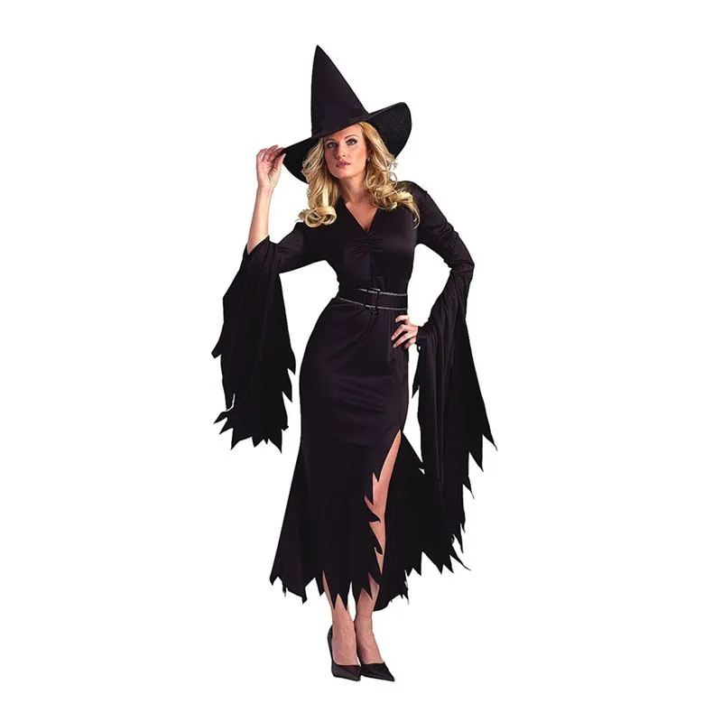 Black Gothic Cosplay Wizard Halloween Witch Dress