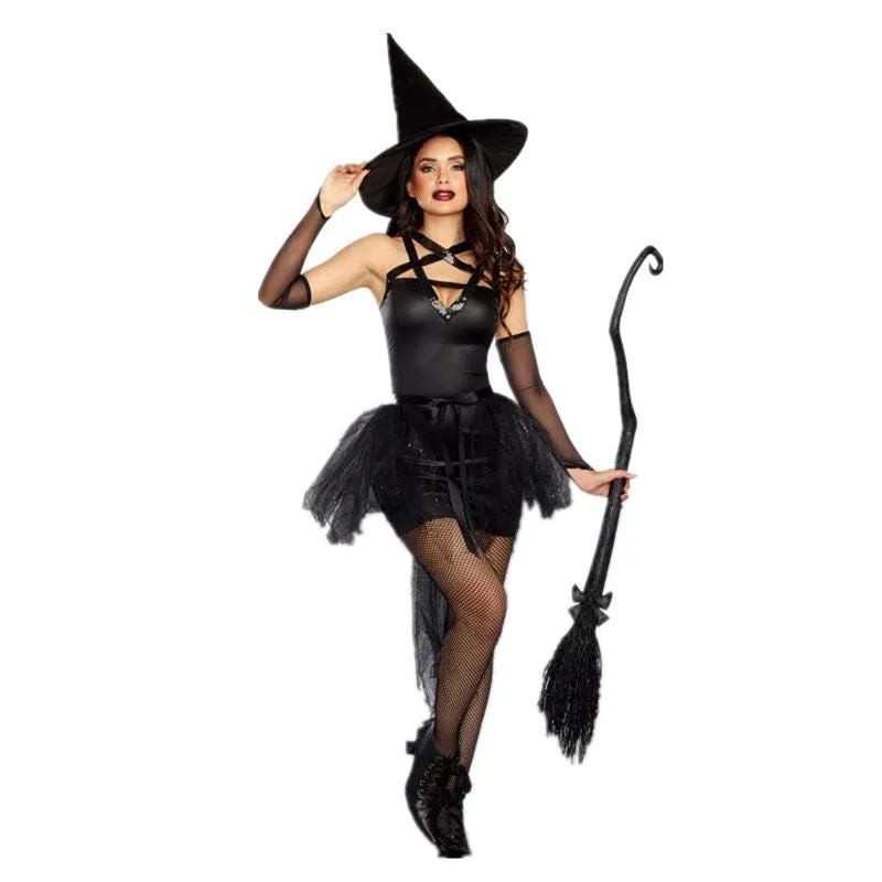 Black Gothic Cosplay Wizard Halloween Witch Dress