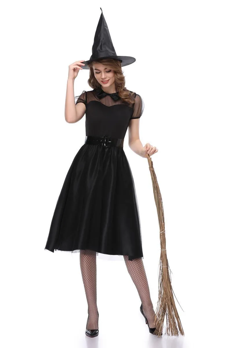 Black Gothic Cosplay Wizard Halloween Witch Dress