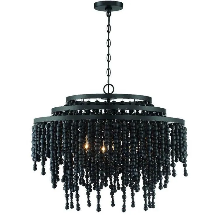 Black Poppy Beaded Chandelier