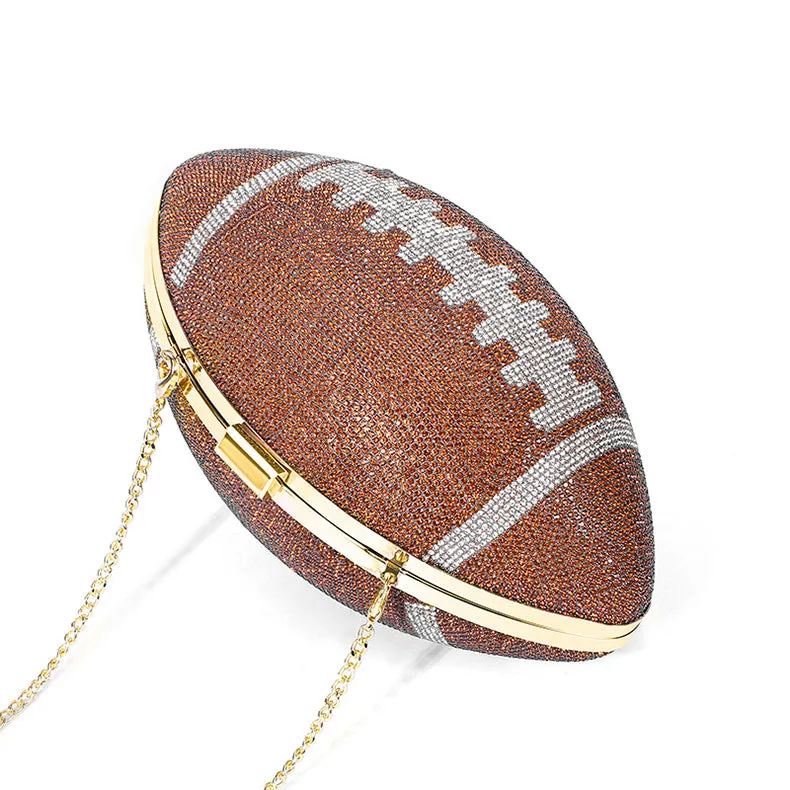 Black Rhinestone Crystal Football Purse