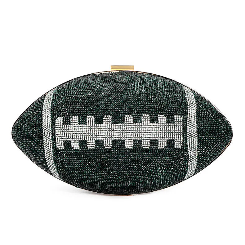 Black Rhinestone Crystal Football Purse