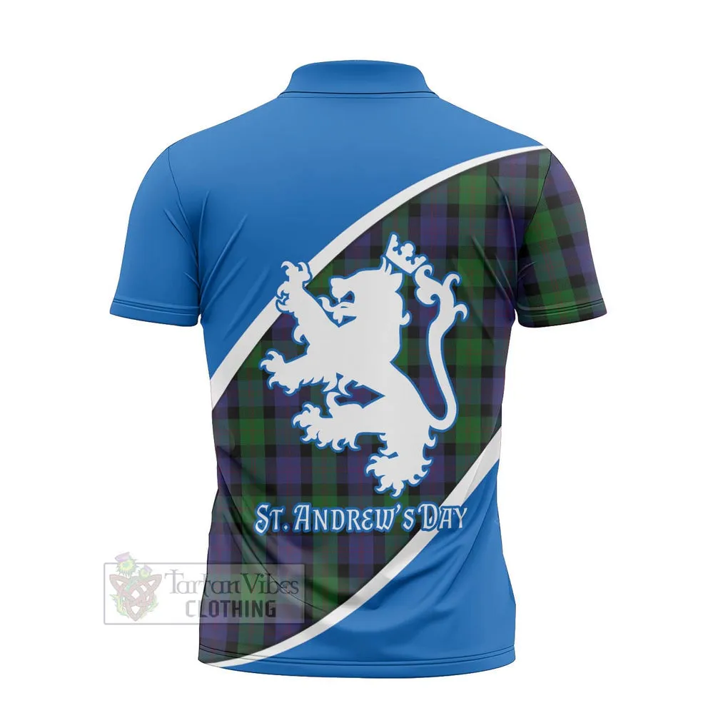 Blair Family Crest Tartan Zipper Polo Shirt Celebrate Saint Andrew's Day in Style