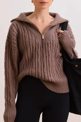 Blake Cable Knit Half-Zip Sweater