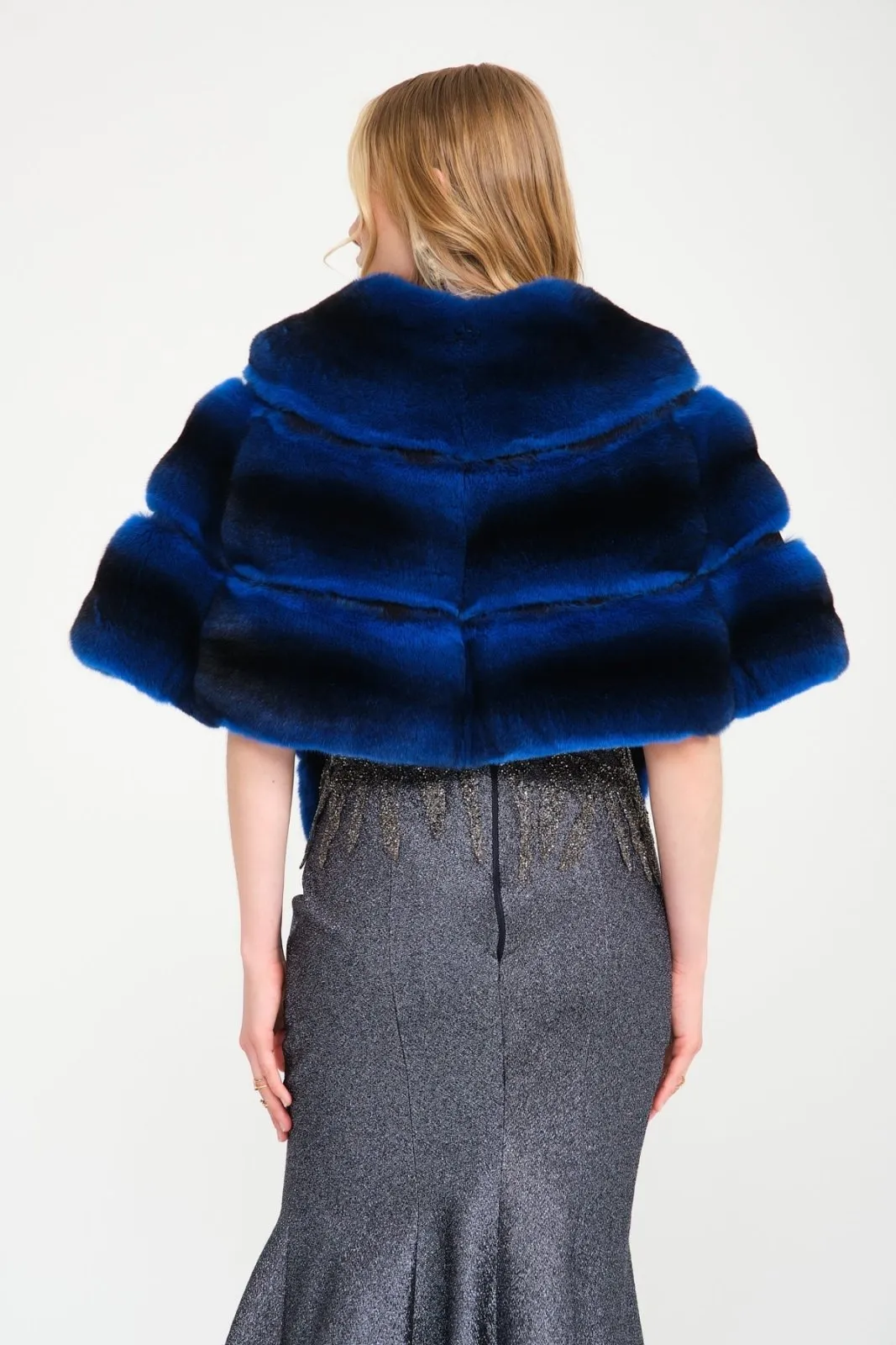 Blue Chinchilla Fur Shawl