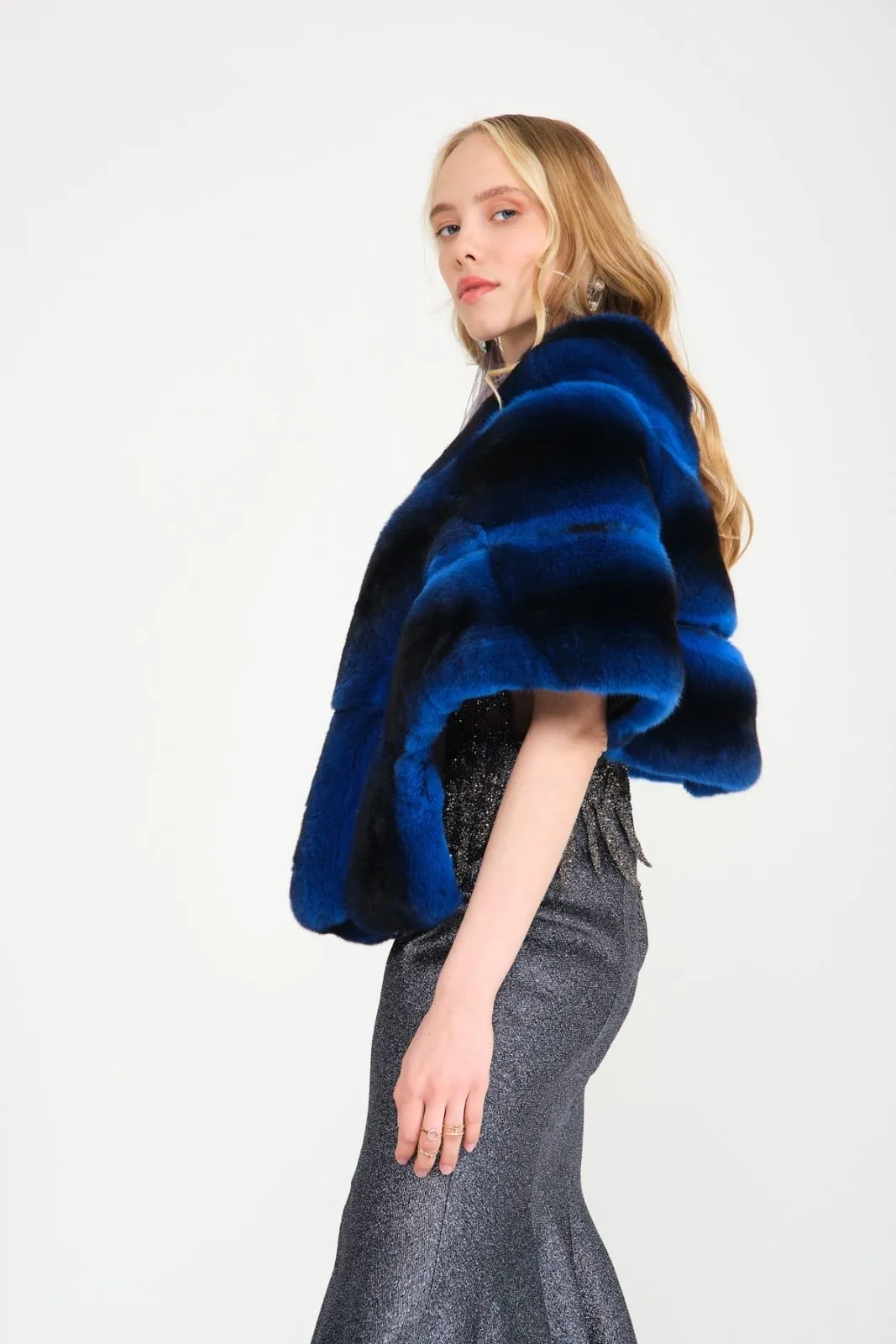 Blue Chinchilla Fur Shawl