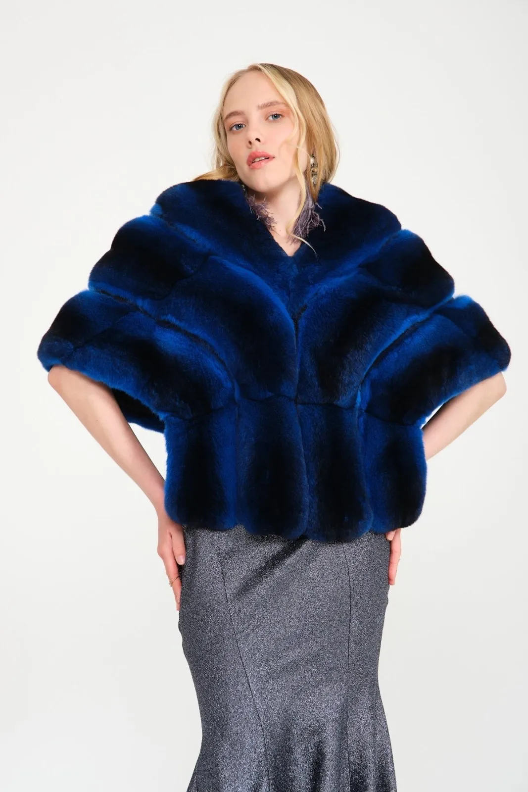 Blue Chinchilla Fur Shawl