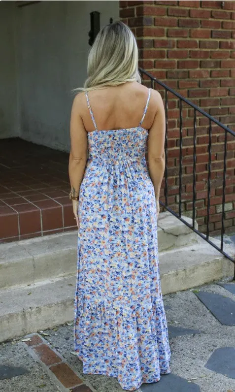 Blue Floral Maxi Dress - #7402-7405