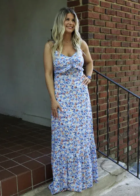 Blue Floral Maxi Dress - #7402-7405