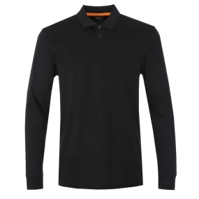 BOSS Pe Interlock Long Polo Shirt in Black