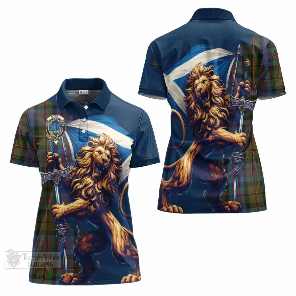 Bowie Tartan Family Crest Women's Polo Shirt with Scottish Majestic Lion