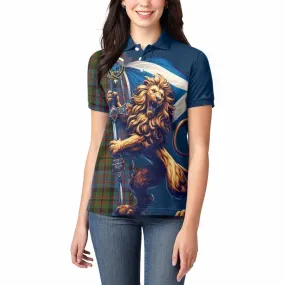 Bowie Tartan Family Crest Women's Polo Shirt with Scottish Majestic Lion