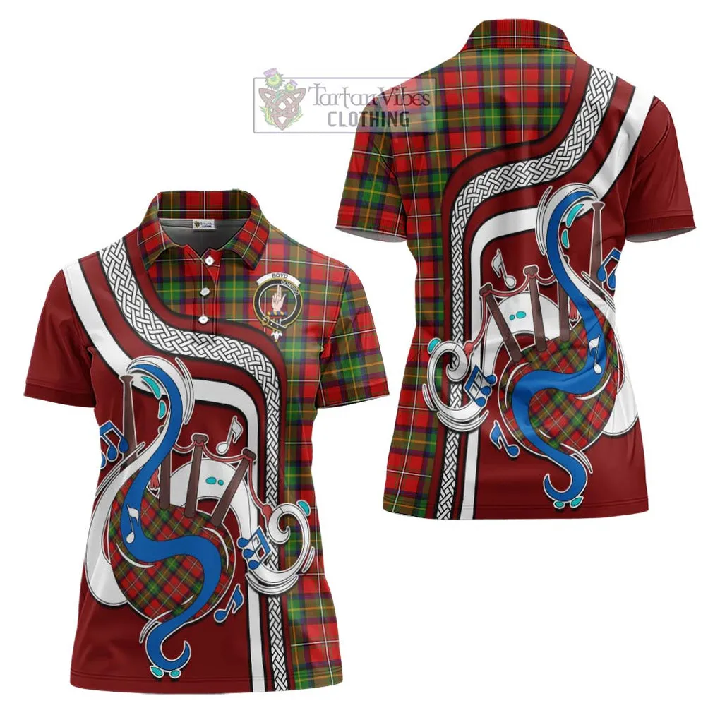 Boyd Tartan Women's Polo Shirt with Epic Bagpipe Style