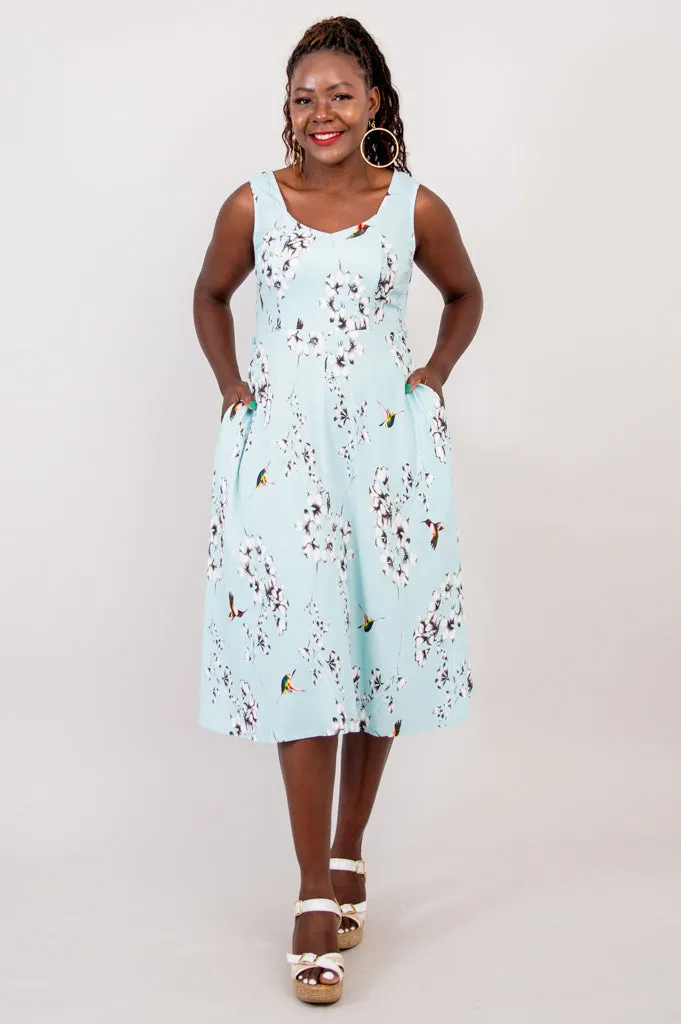 Bristol Dress, Oiseau, Linen Bamboo